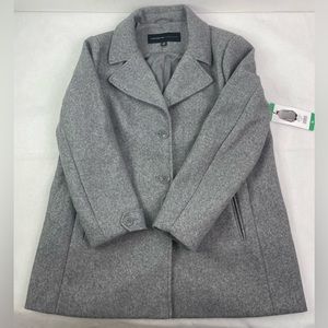 Womens SIZE XL Andrew Marc New York Light Grey 3 Button Pea Coat NWT